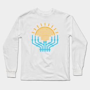 Solar Energy Rising Sun Digital Electric Circuit Prospering Hands Long Sleeve T-Shirt